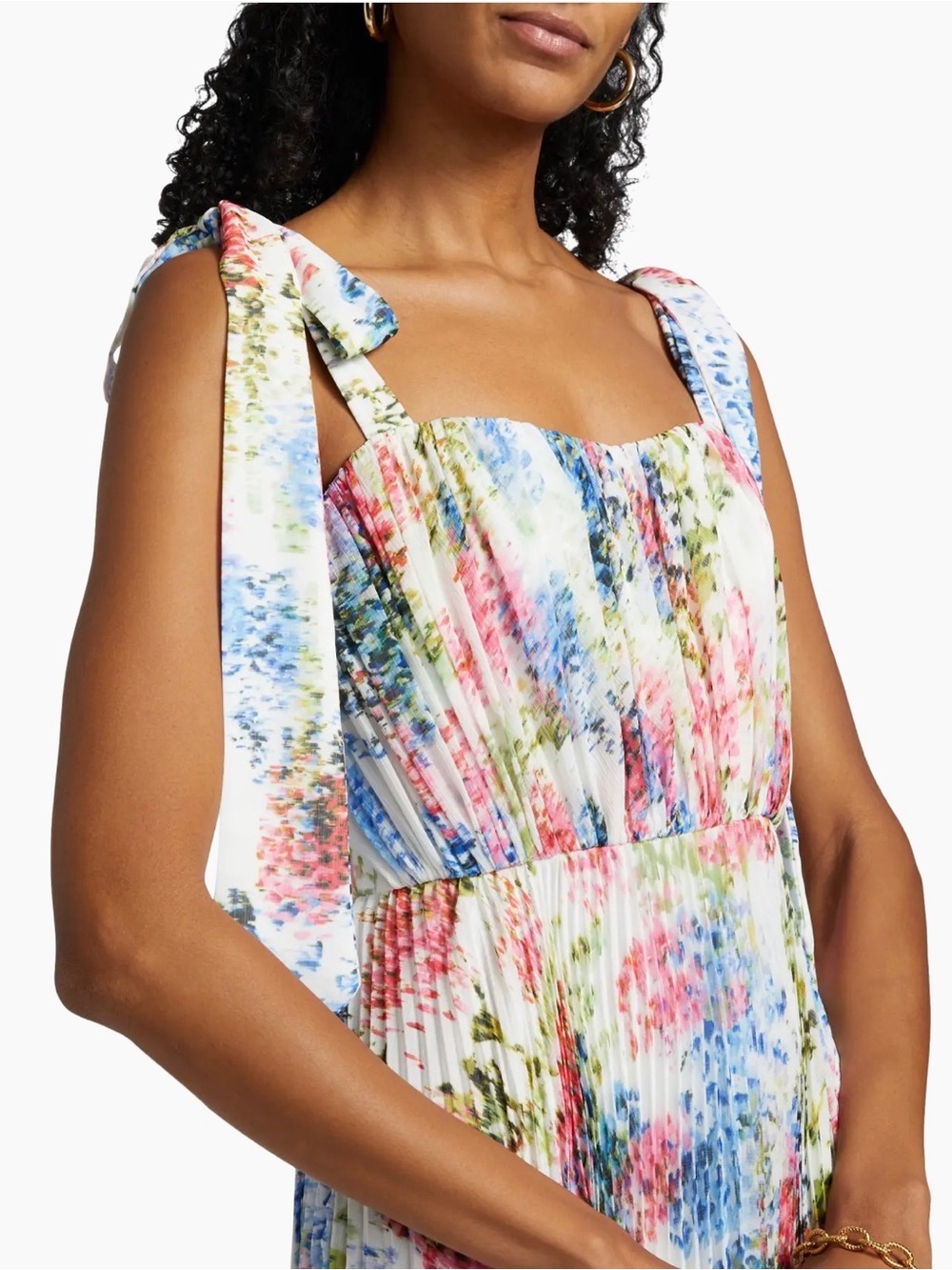 Saks Fifth Avenue Floral Pleated Maxi Dress in Multi-Color